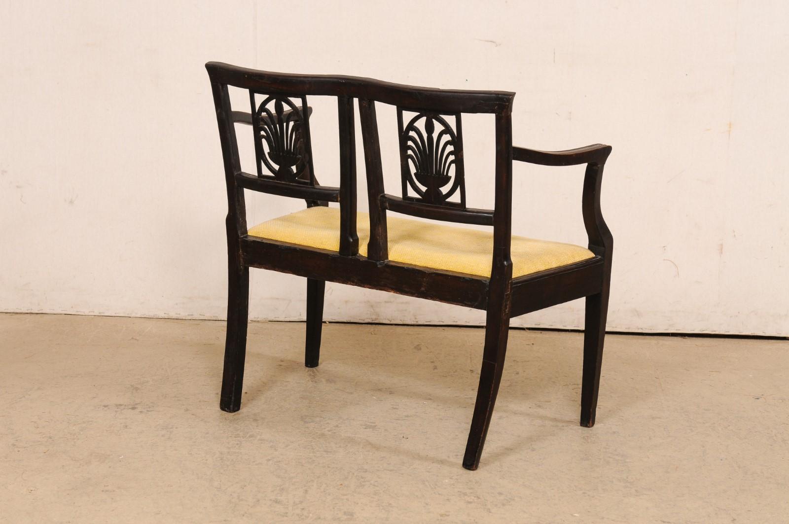 Italian Neoclassic Two-Seat Chair Settee, Late 18th C. For Sale 1