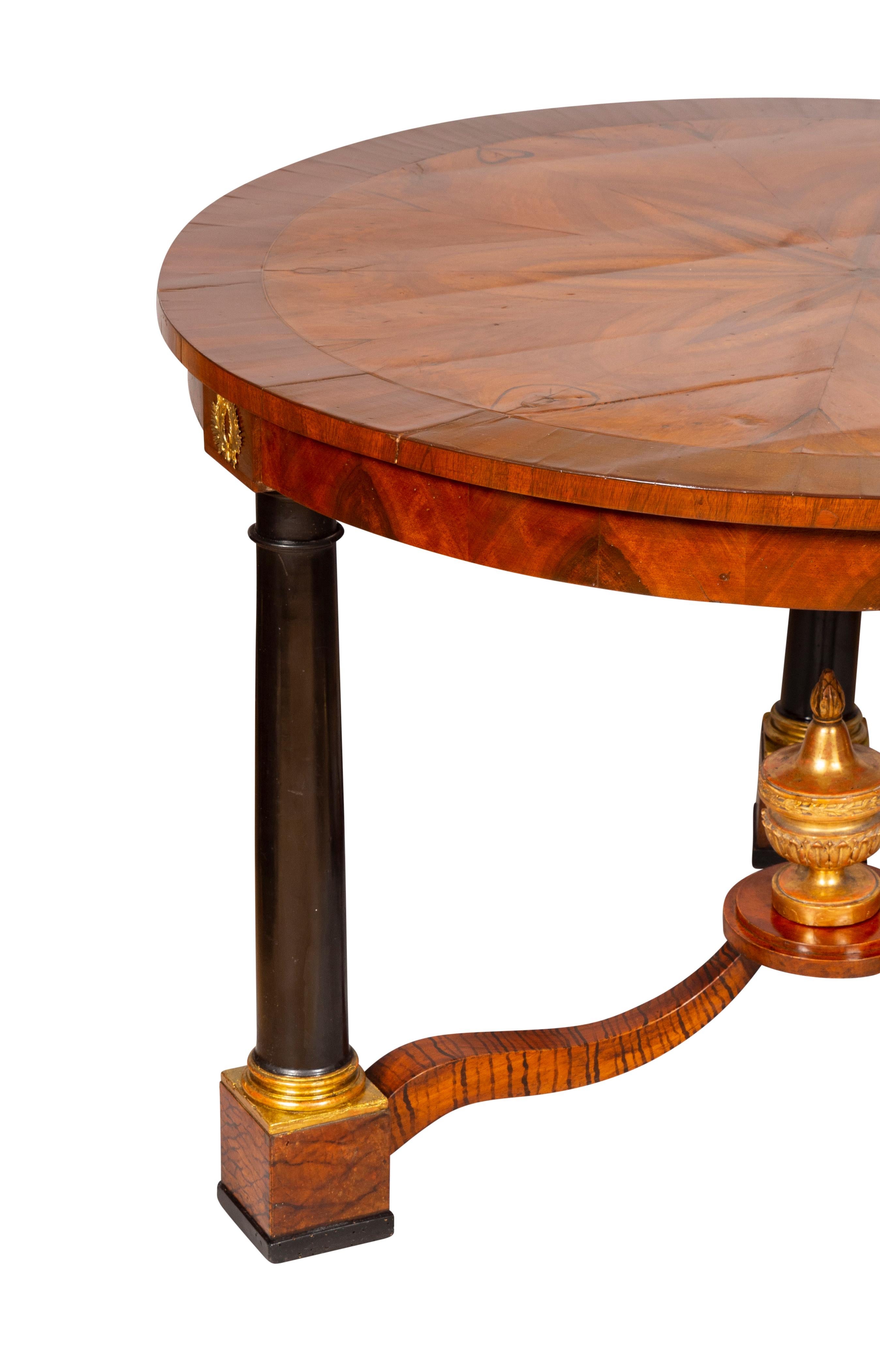 19th Century Italian Neoclassic Walnut and Ebonized Center Table