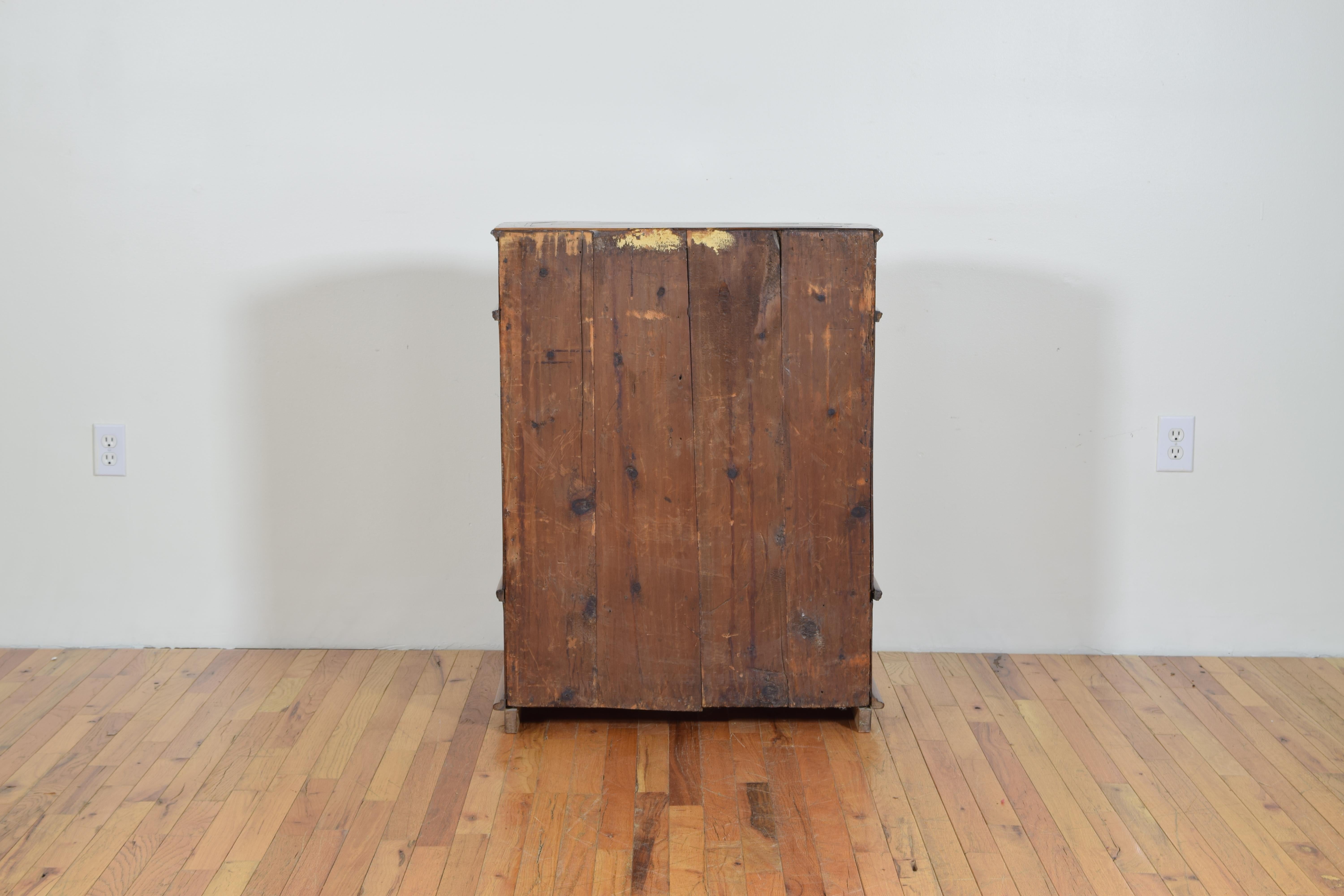 Italian Neoclassic Walnut and Mixed Woods Veneered Piccolo Credenza 19th Century 9