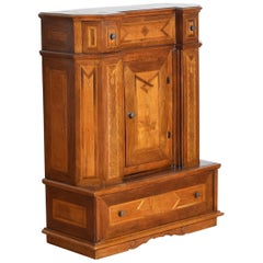 Italian Neoclassic Walnut and Mixed Woods Veneered Piccolo Credenza 19th Century