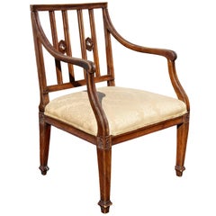 Italian Neoclassic Walnut Armchair