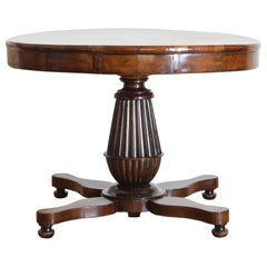 Italian Neoclassic Walnut, Inlaid, & Ebonized 2-Drawer Center Table, 2ndq 19thc.