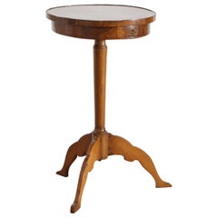 Italian Neoclassic Walnut & Veneered "Footed" 1-Drawer Side Table, ca. 1835