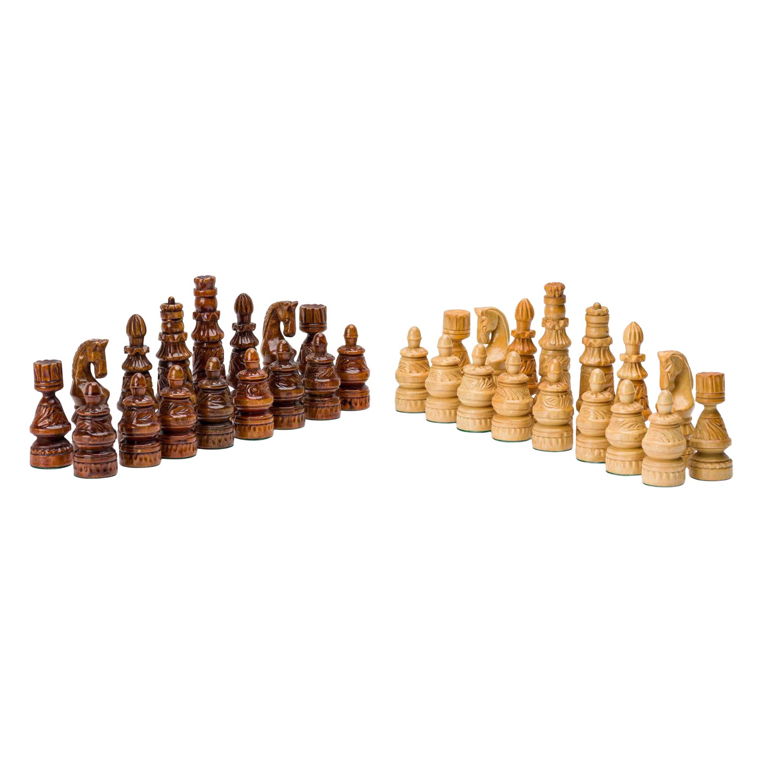 Juego de ajedrez italiano neoclásico de madera en venta