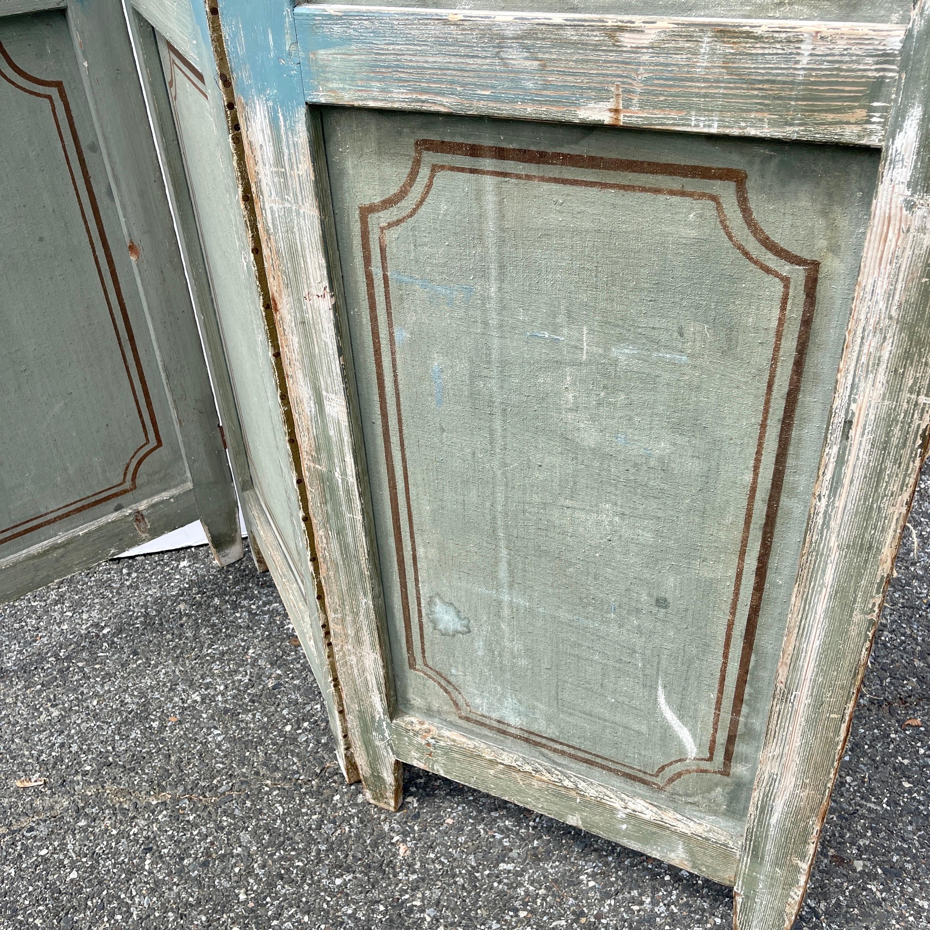Italian Neoclassical 3 Panel Hand Painted Room Divider Screen  For Sale 10