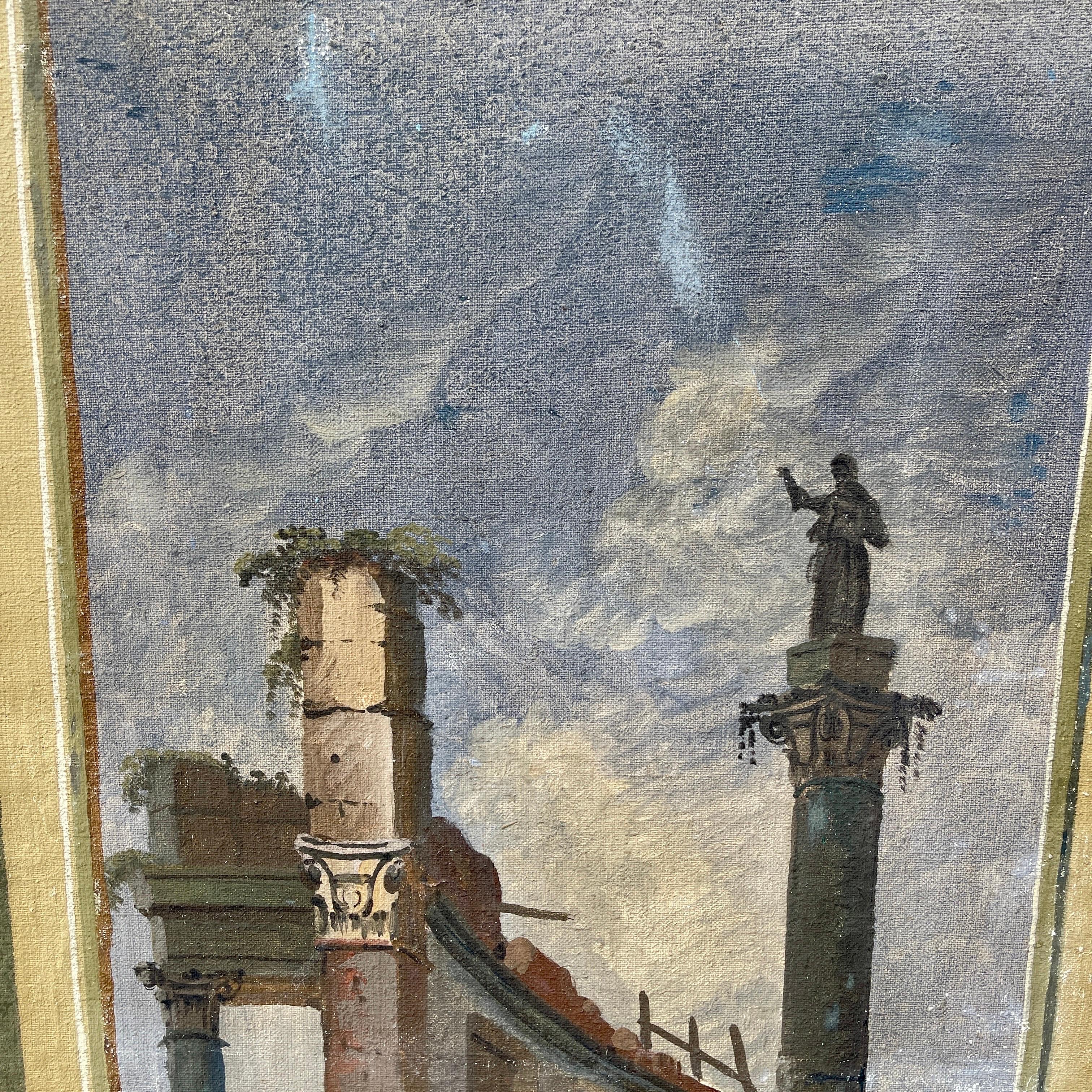 XIXe siècle Paravent de séparation italien néoclassique à 3 panneaux peint à la main en Italie  en vente