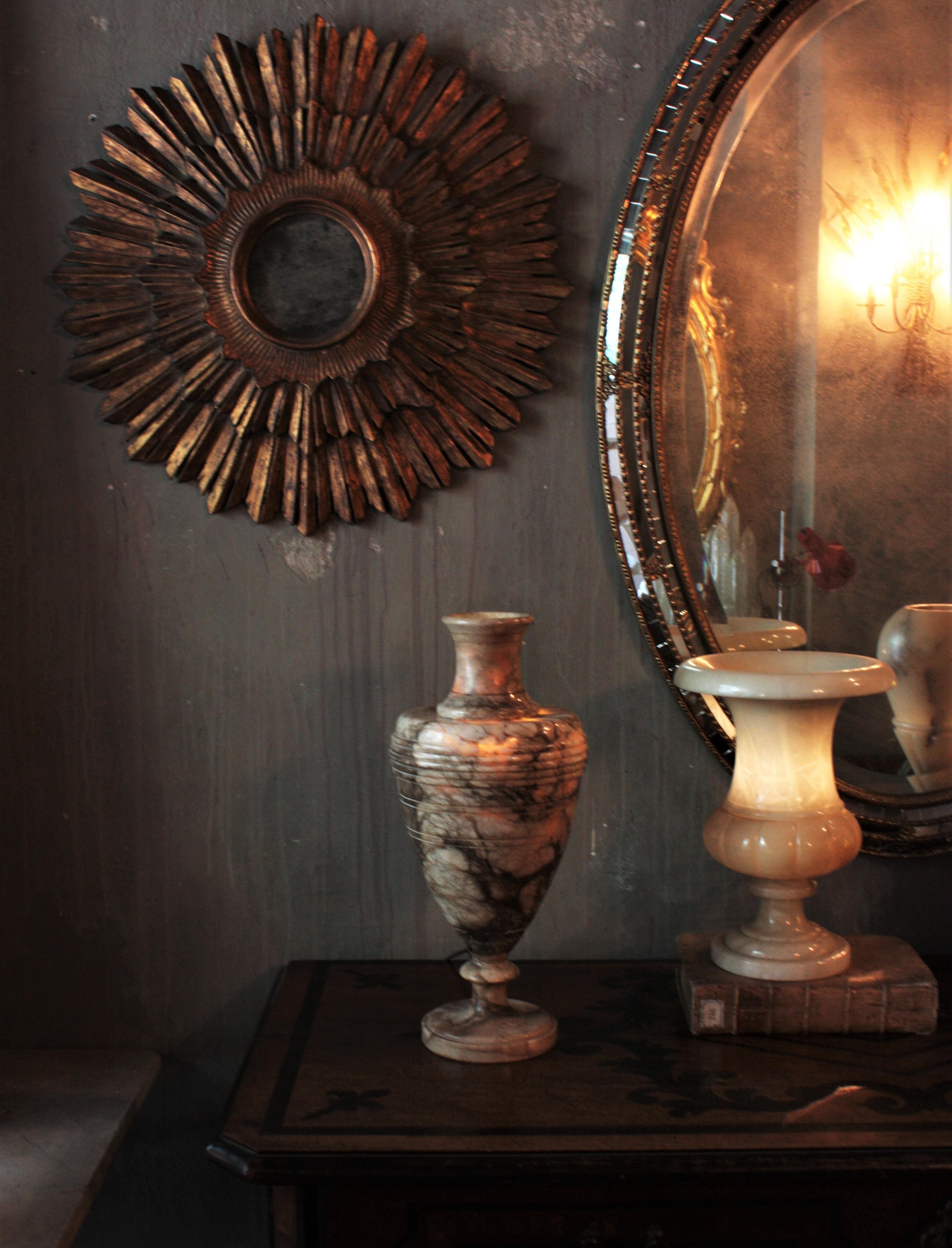 20th Century Italian Neoclassical Dark Alabaster Urn Lamp For Sale