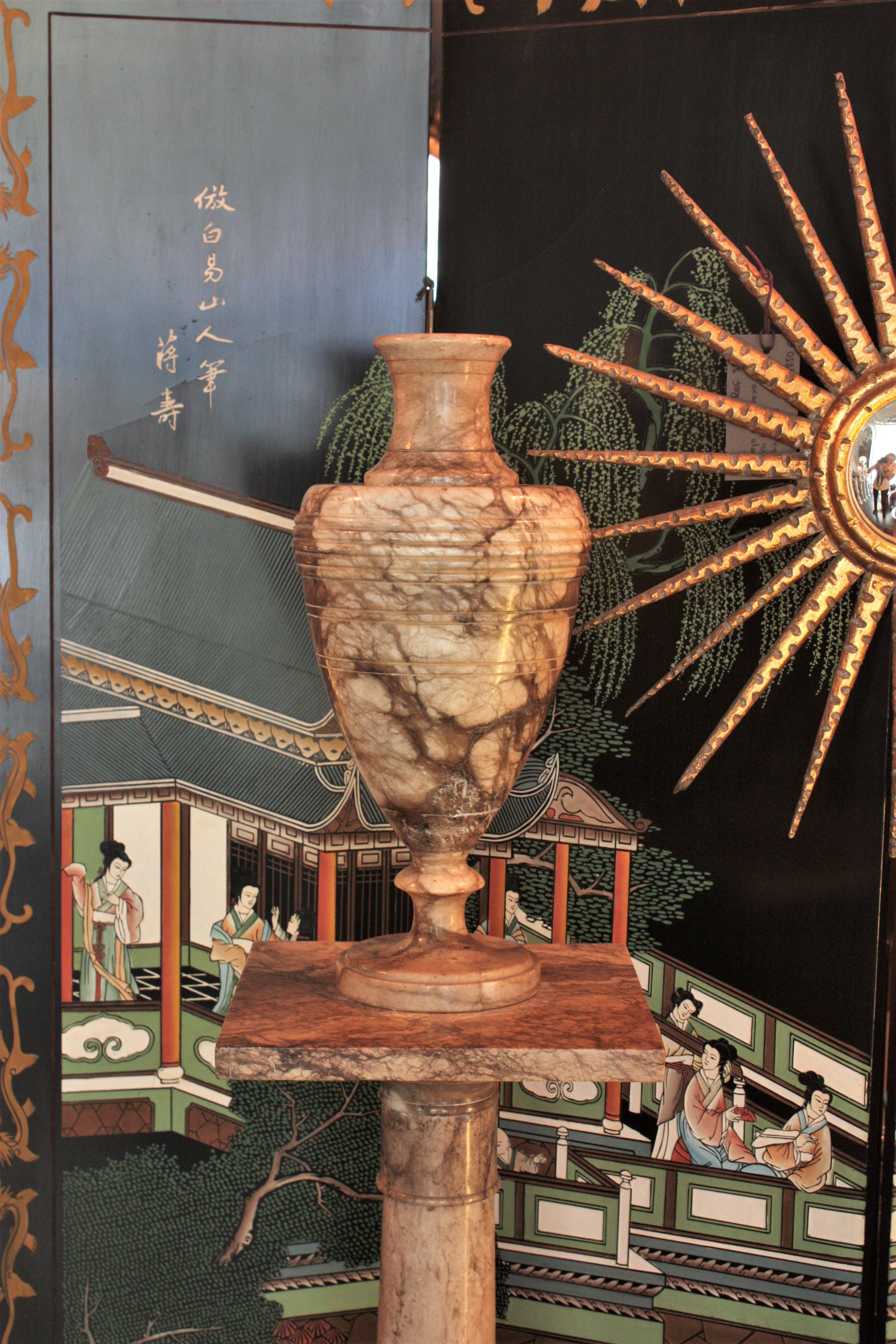 Italian Neoclassical Dark Alabaster Urn Lamp For Sale 3