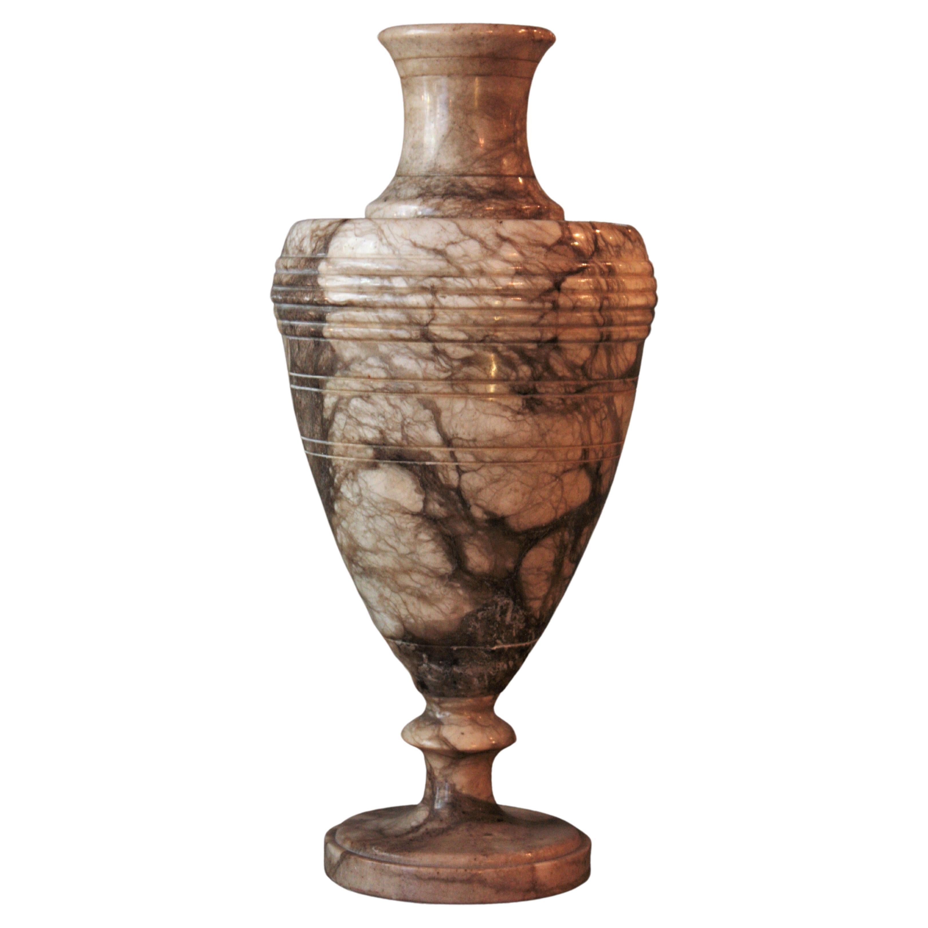 Italian Neoclassical Dark Alabaster Urn Lamp For Sale