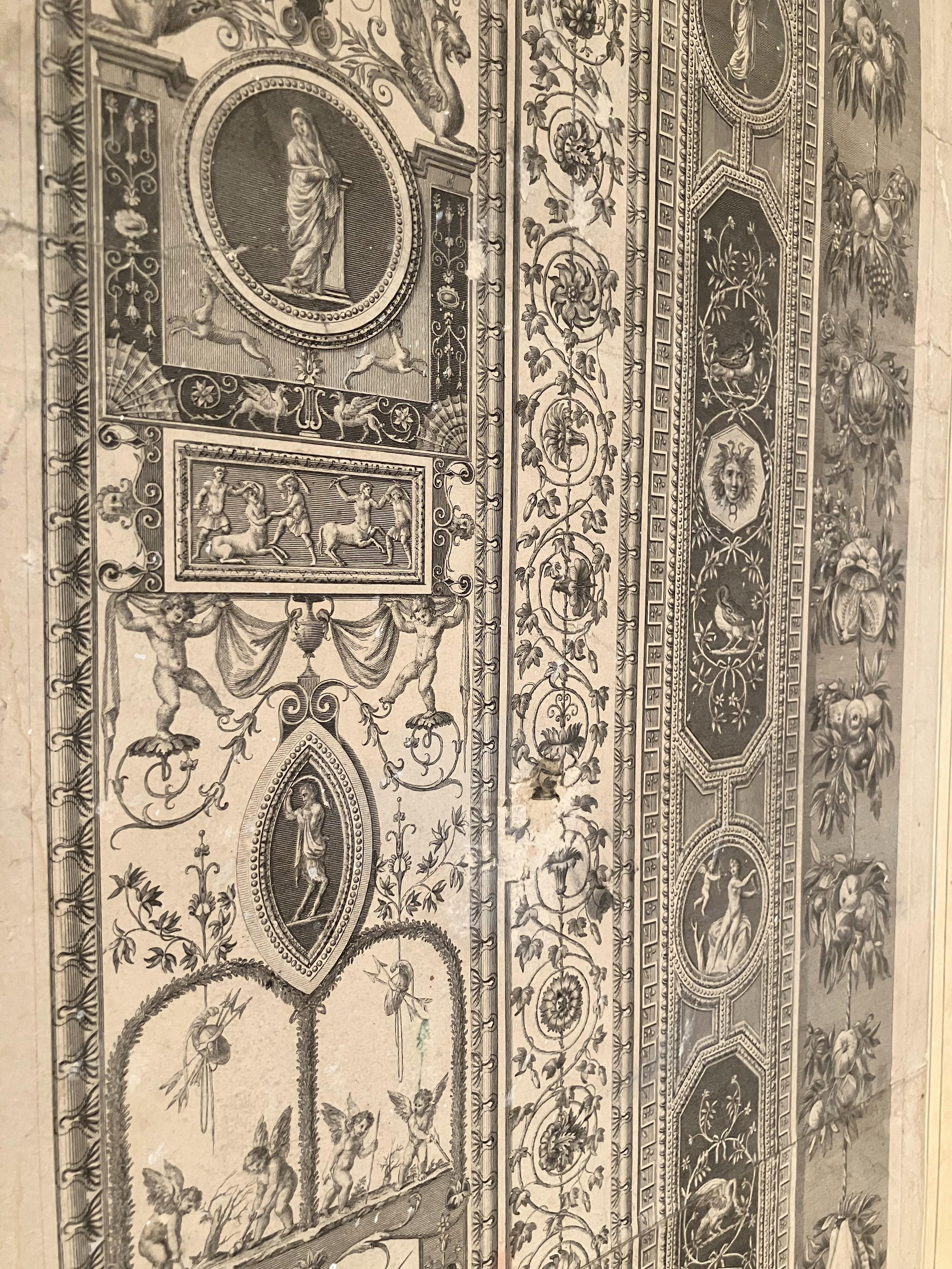Italian Neoclassical Architectural Etched Engravings Six Panels Folding Screen   For Sale 8
