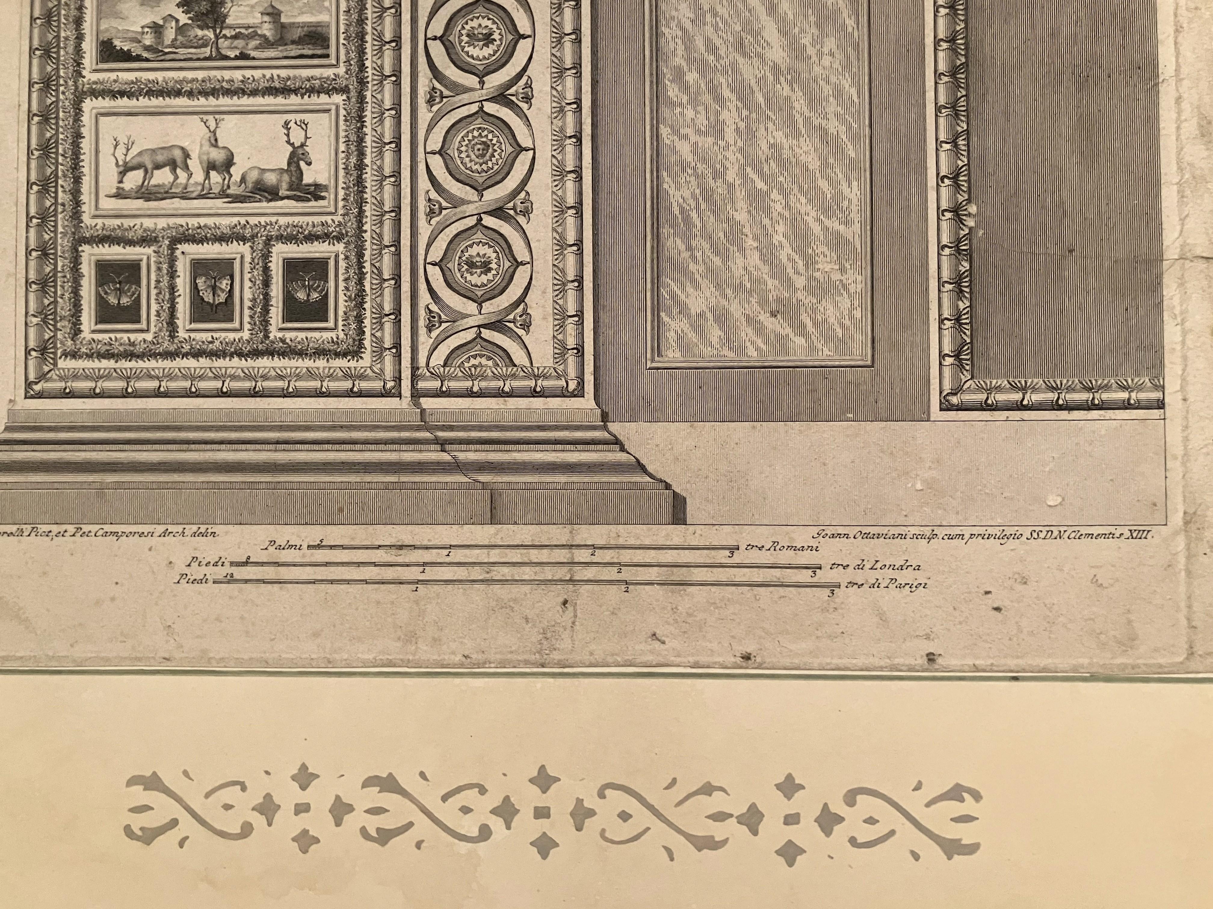 Textile Des gravures architecturales néoclassiques italiennes gravées à l'eau-forte six panneaux pliant   en vente