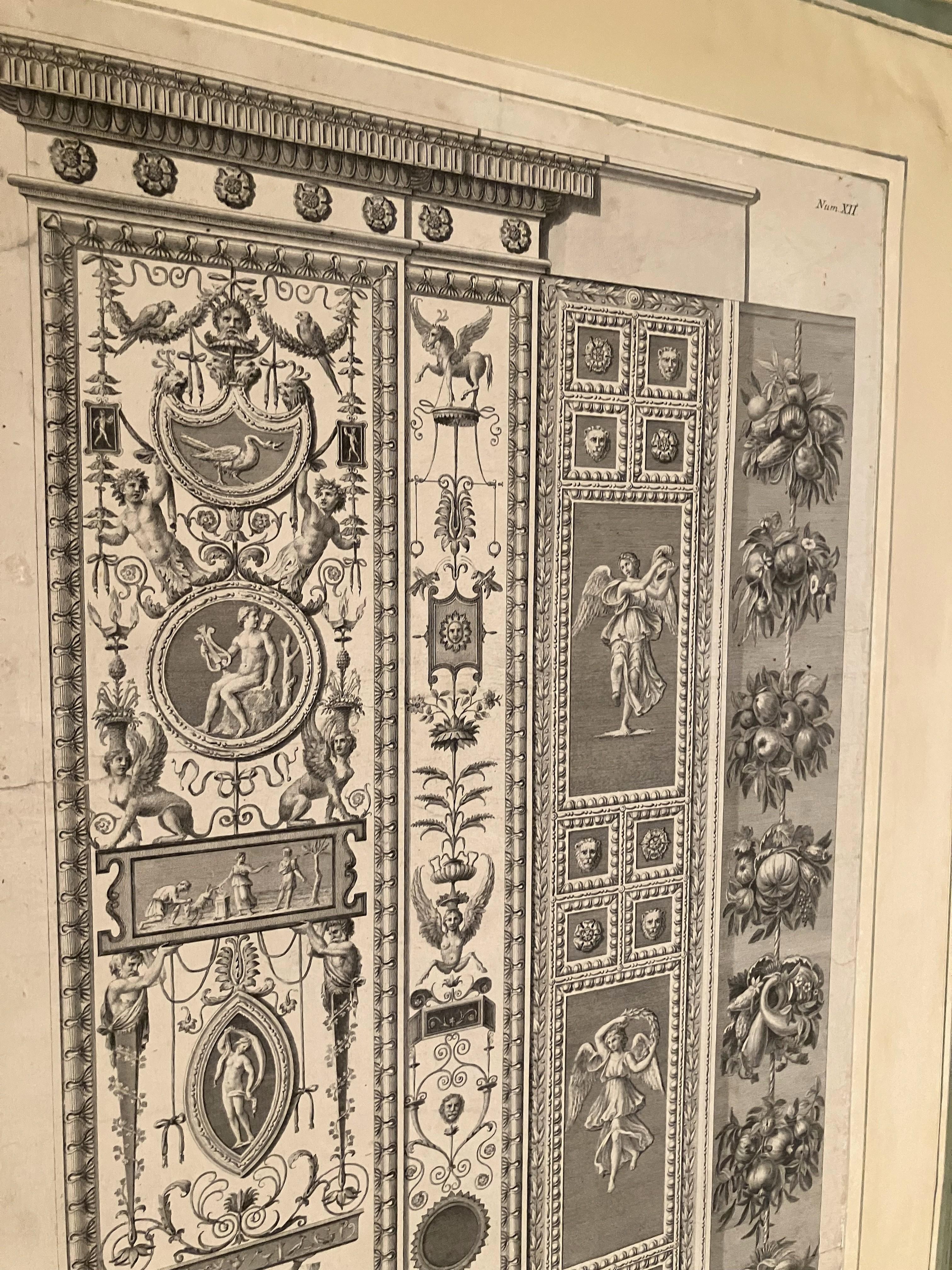 Italian Neoclassical Architectural Etched Engravings Six Panels Folding Screen   For Sale 4