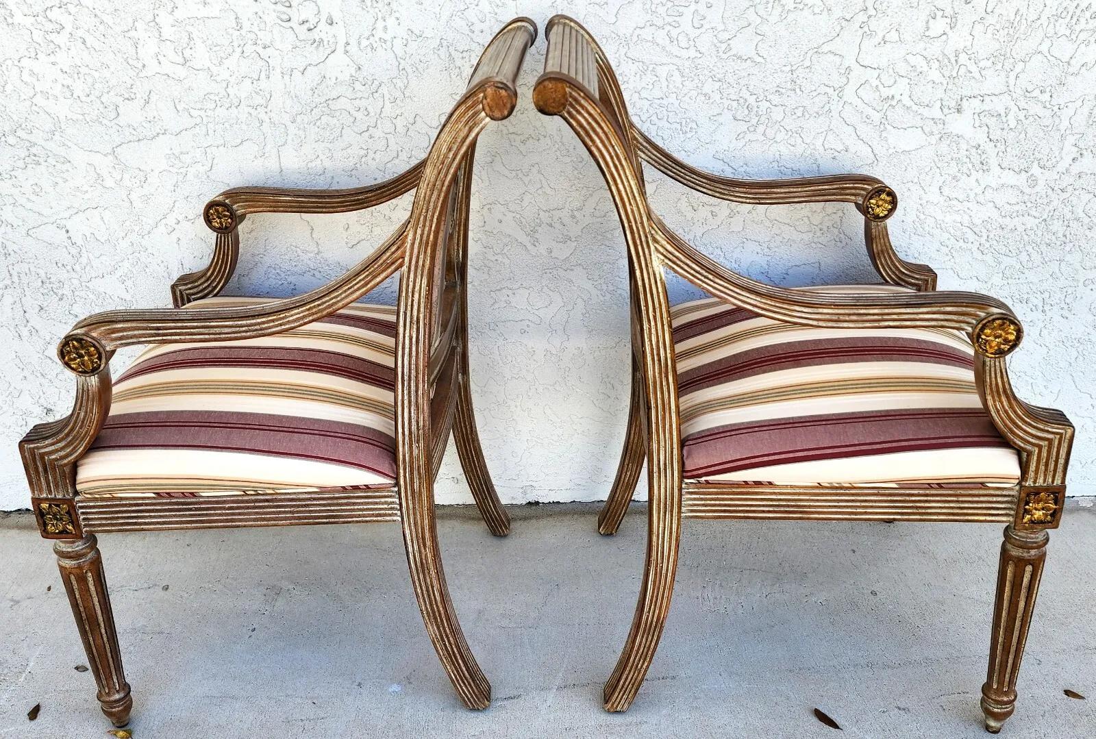 Italian Neoclassical Armchairs by Thomasville Pair 4