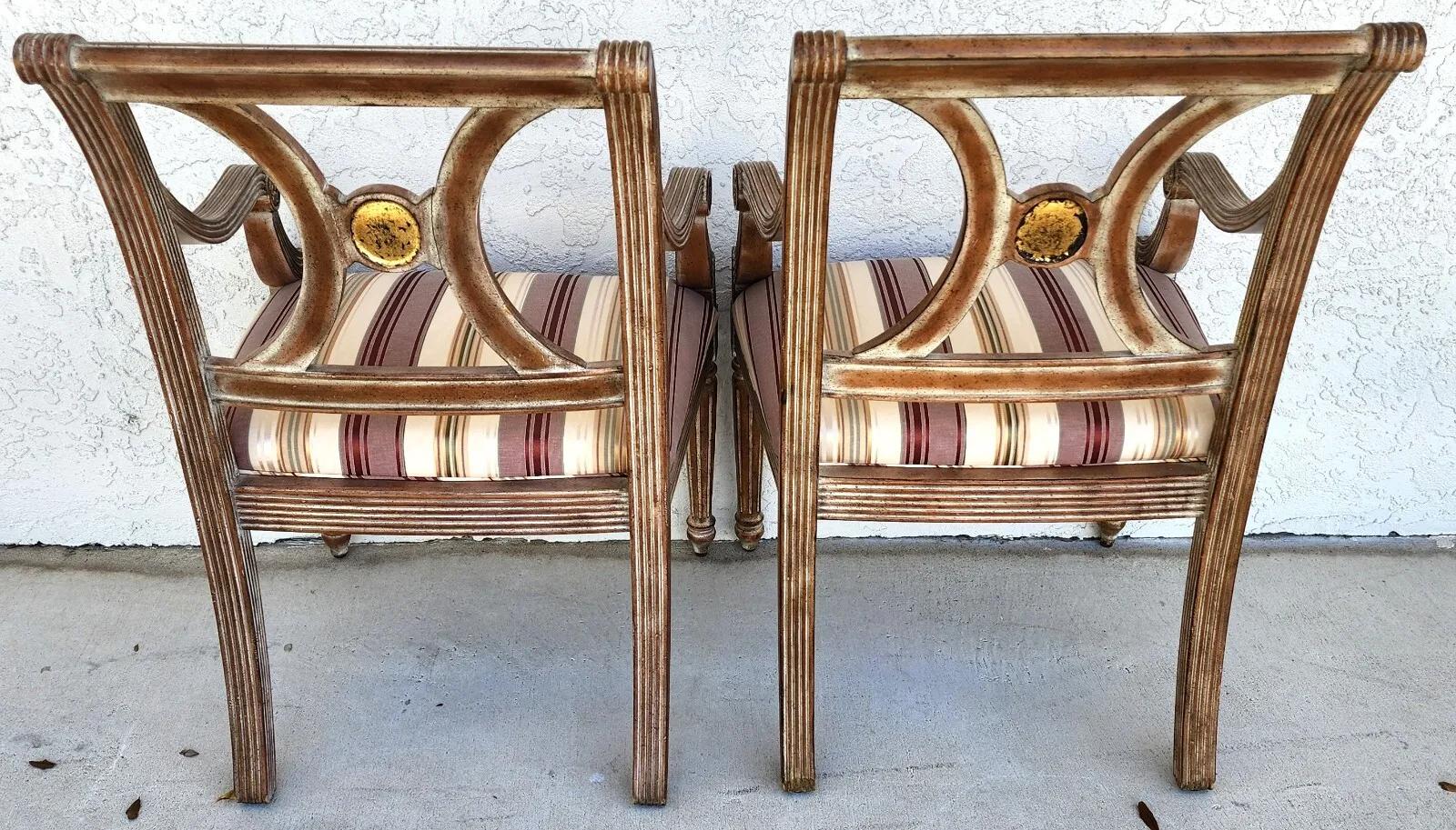 Italian Neoclassical Armchairs by Thomasville Pair For Sale 5