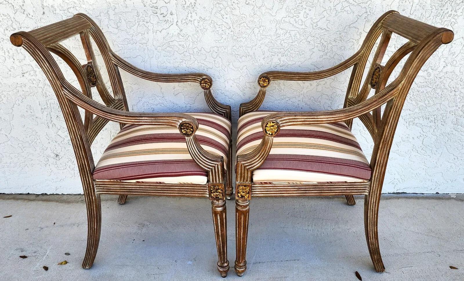 Italian Neoclassical Armchairs by Thomasville Pair For Sale 6
