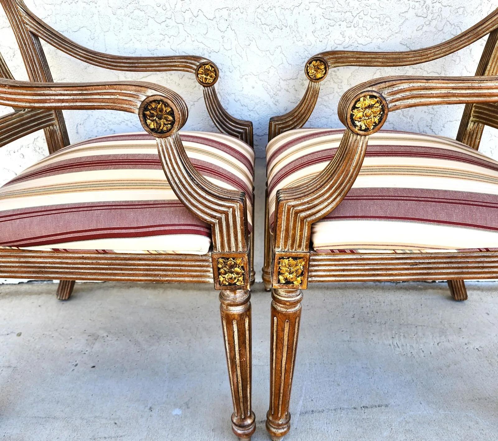 Italian Neoclassical Armchairs by Thomasville Pair For Sale 7