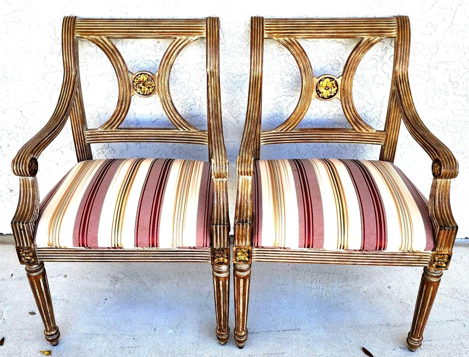 Italian Neoclassical Armchairs by Thomasville Pair In Good Condition For Sale In Lake Worth, FL