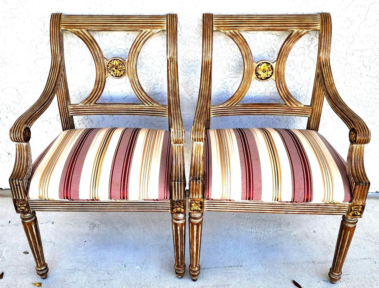 Italian Neoclassical Armchairs by Thomasville Pair In Good Condition In Lake Worth, FL