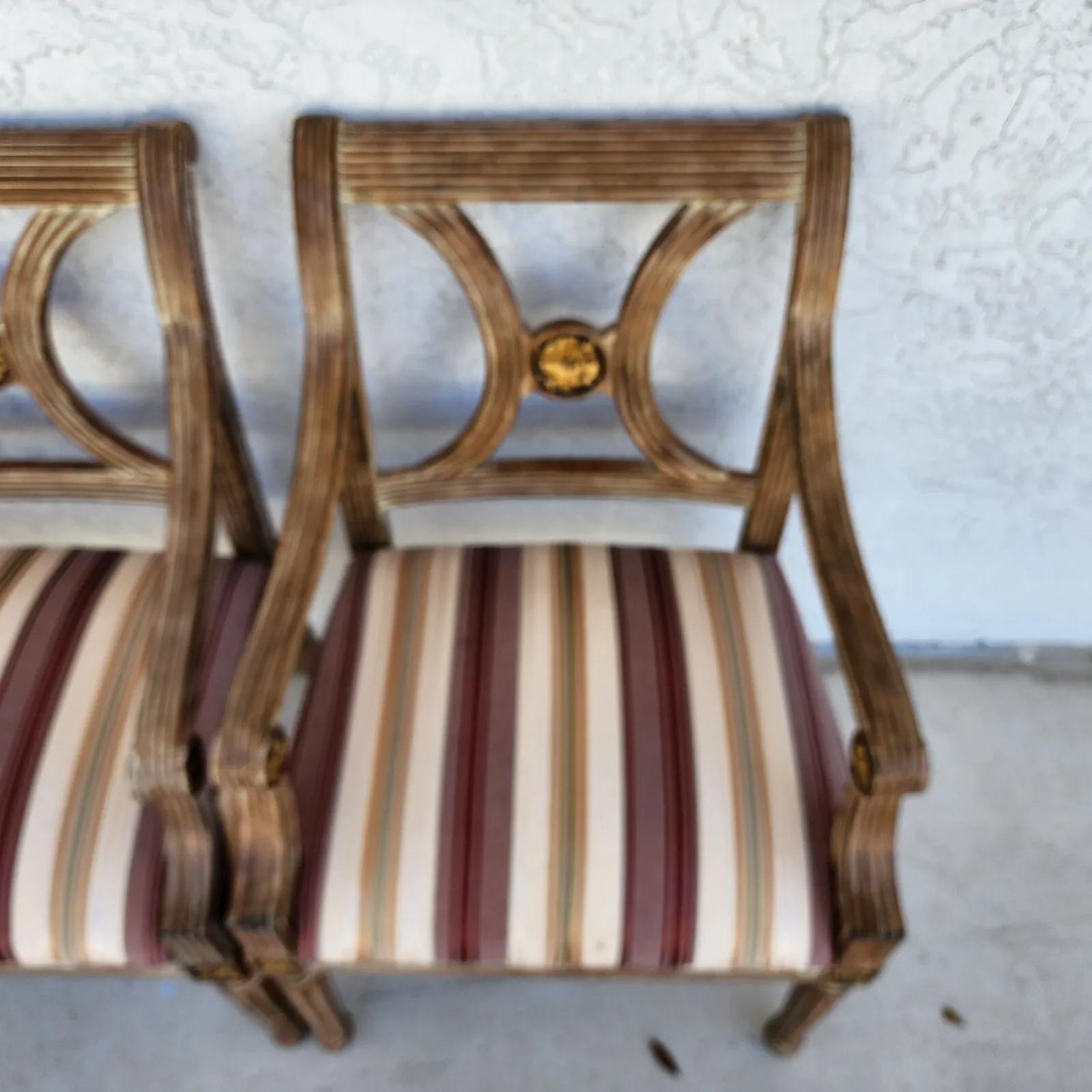 Cotton Italian Neoclassical Armchairs by Thomasville Pair For Sale