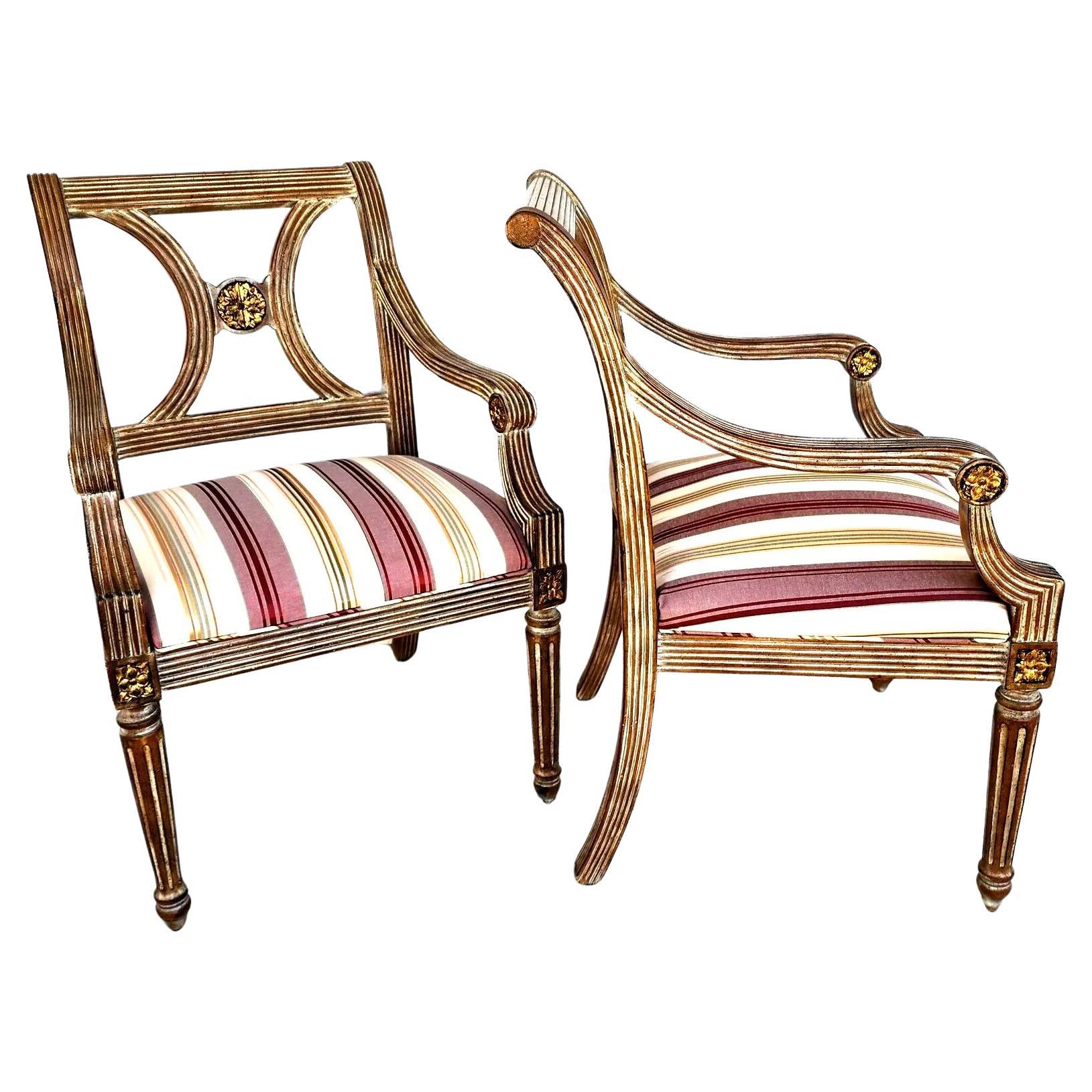 Italian Neoclassical Armchairs by Thomasville Pair For Sale