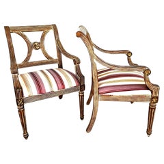Italian Neoclassical Armchairs by Thomasville Pair
