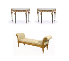 Italian Neoclassical Bench and Pair Of Italian Consoles