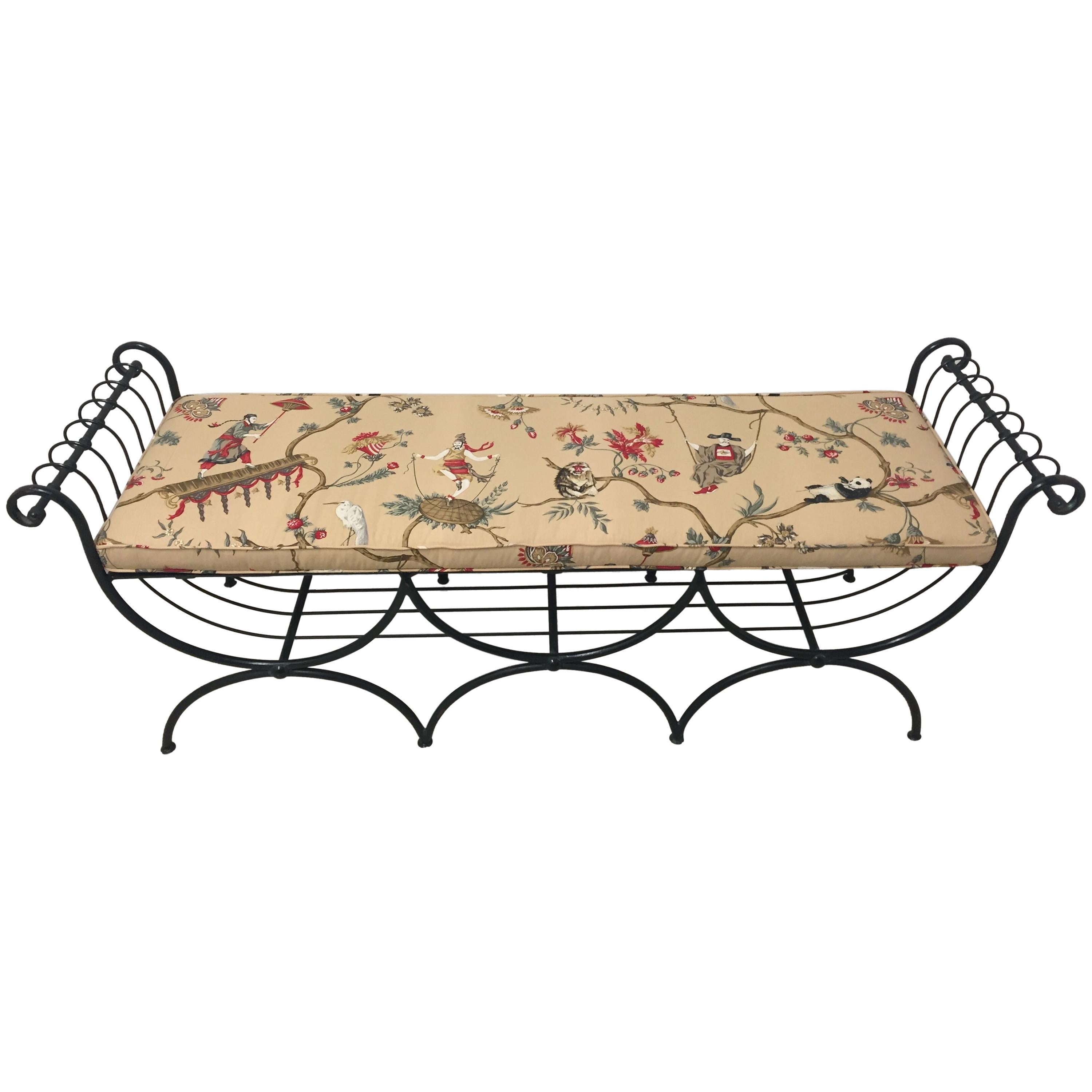 Italian Neoclassical Bench with Custom Scalamandre Cushion