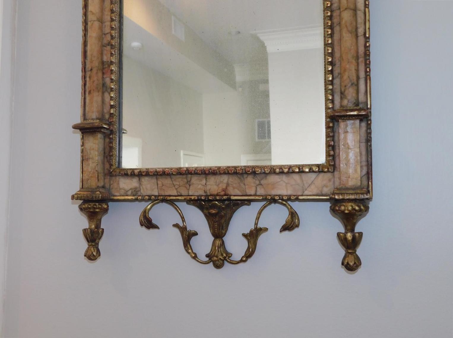 Italian Neoclassical Bilboa Marble & Gilt Wood Foliage Urn Wall Mirror, C. 1780  For Sale 1