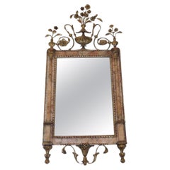 Italian Neoclassical Bilboa Marble & Gilt Wood Foliage Urn Wall Mirror, C. 1780