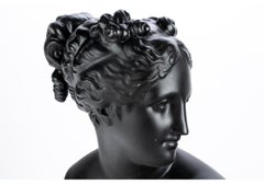 Italian Neoclassical Black Ceramic Bust Of Venus