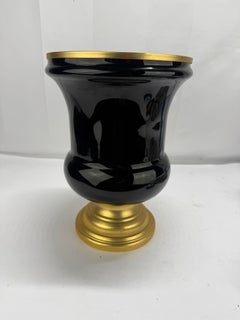 Italian Neoclassical Black Opaline Glass Vase with Gilt-Metal Mount