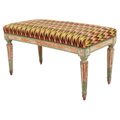 Italian Neoclassical Blue & Gray Decorated Bench