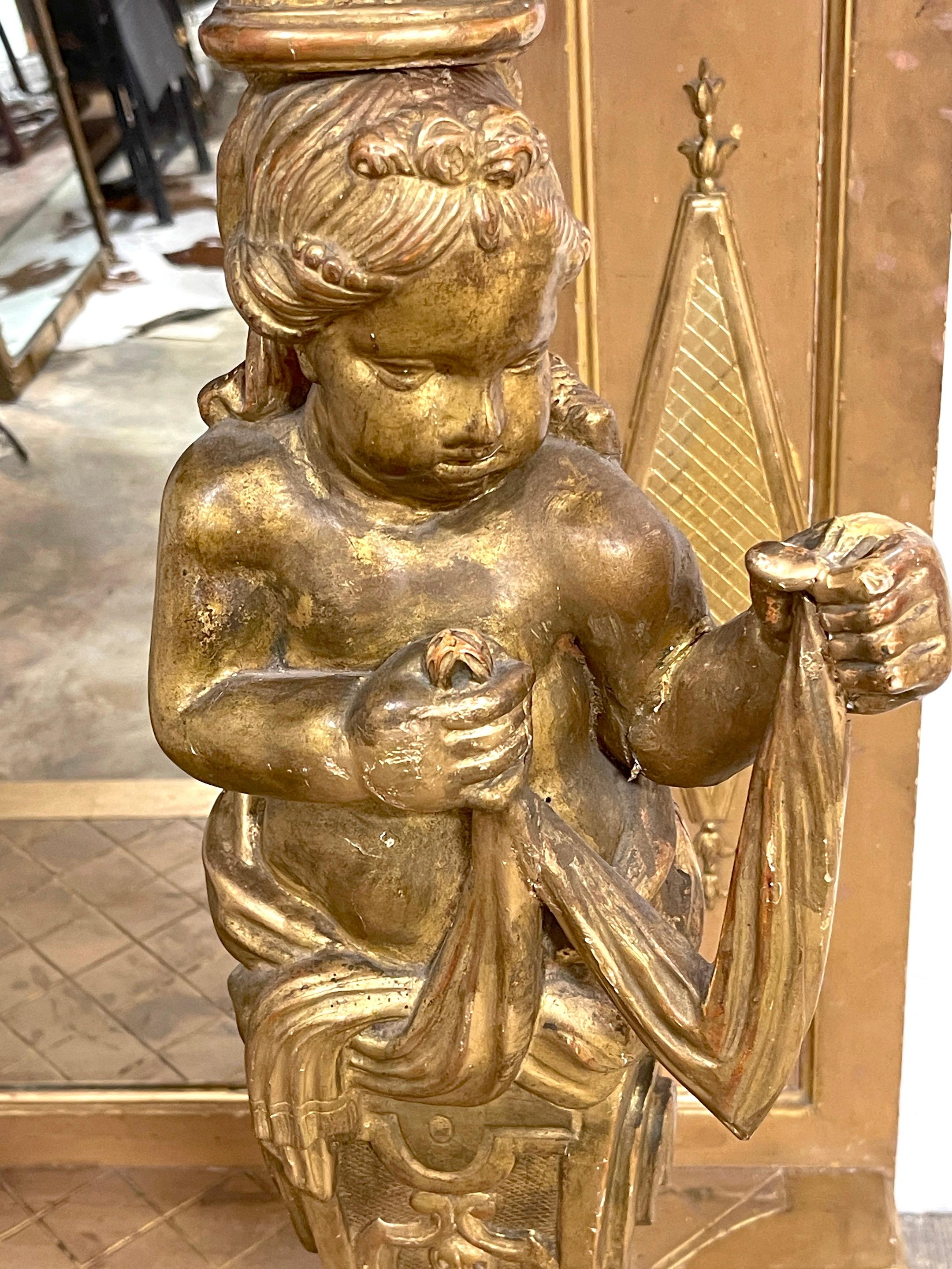 Console néoclassique italienne figurative en marbre de Breccia Viola et bois doré  en vente 2