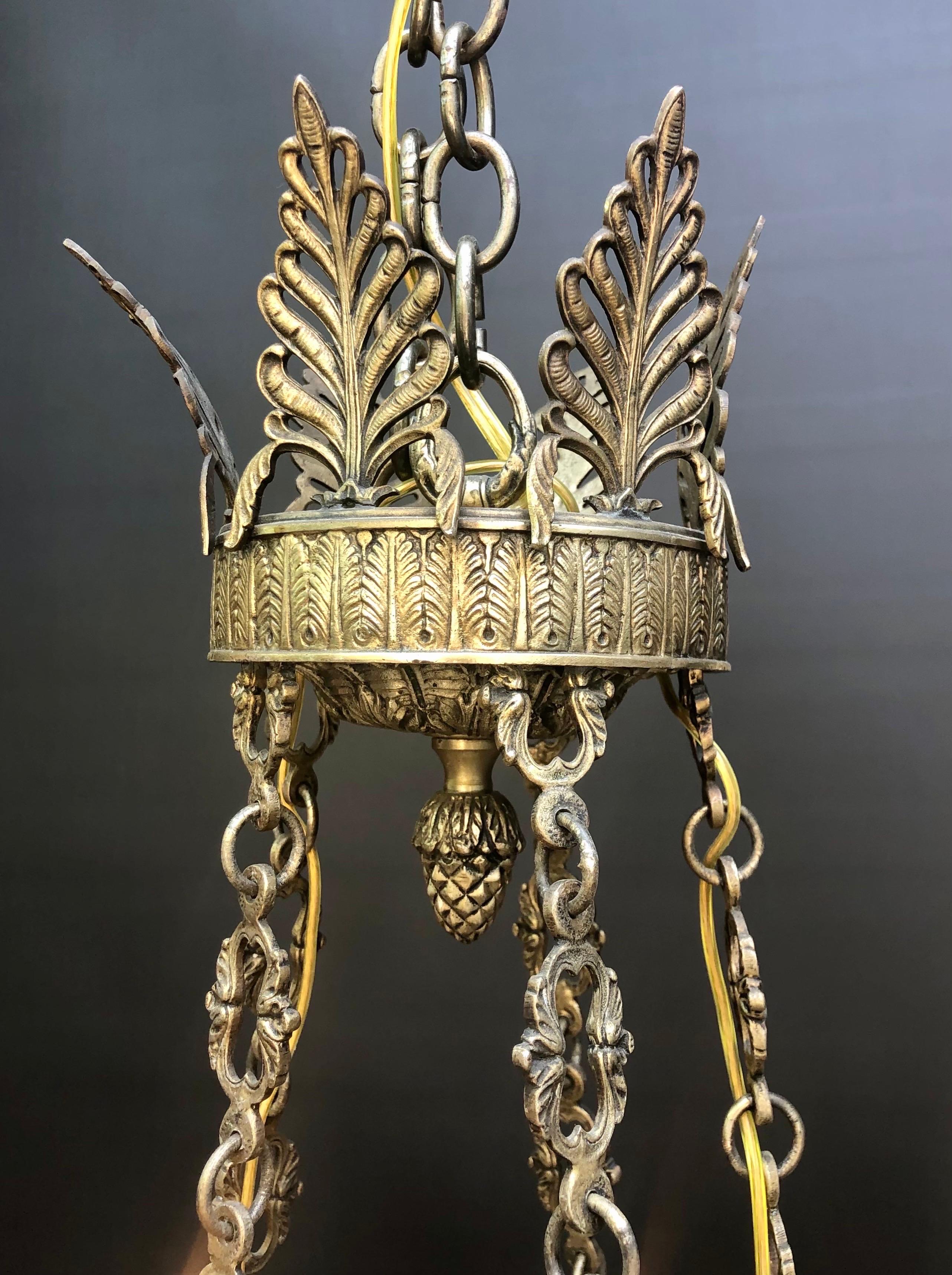 Italian Neoclassical Bronze Chandelier, 19th C In Good Condition For Sale In Charleston, SC