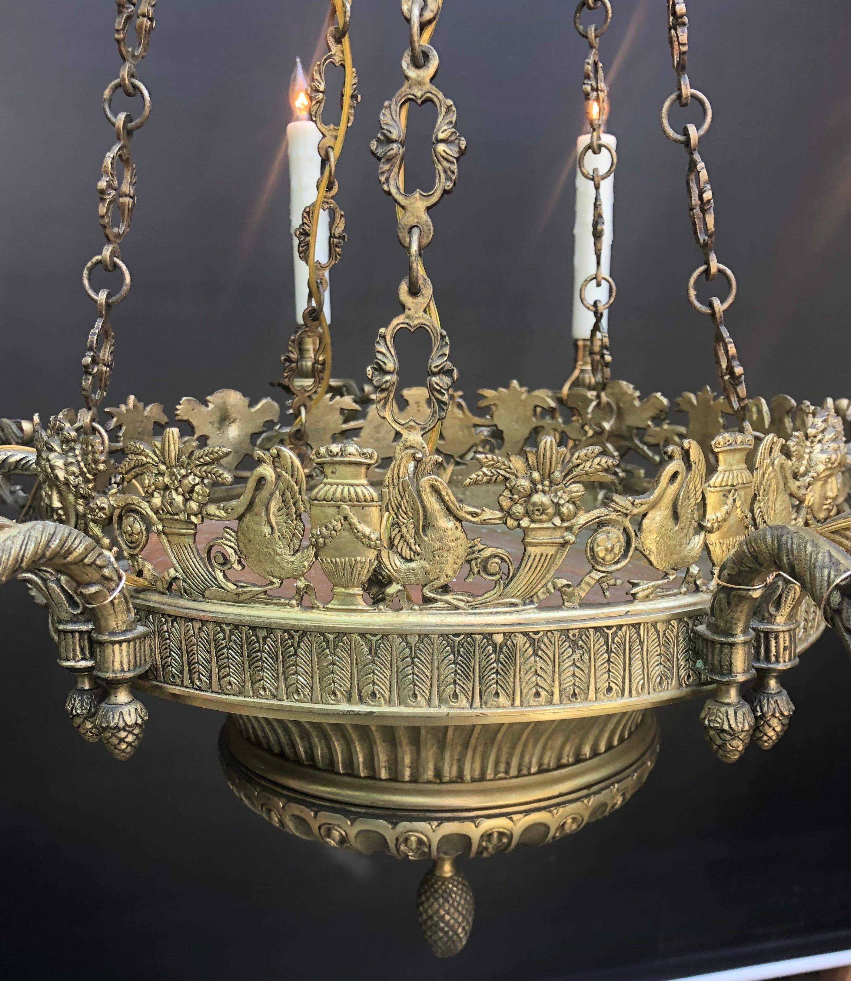 Italian Neoclassical Bronze Chandelier, 19th C For Sale 2