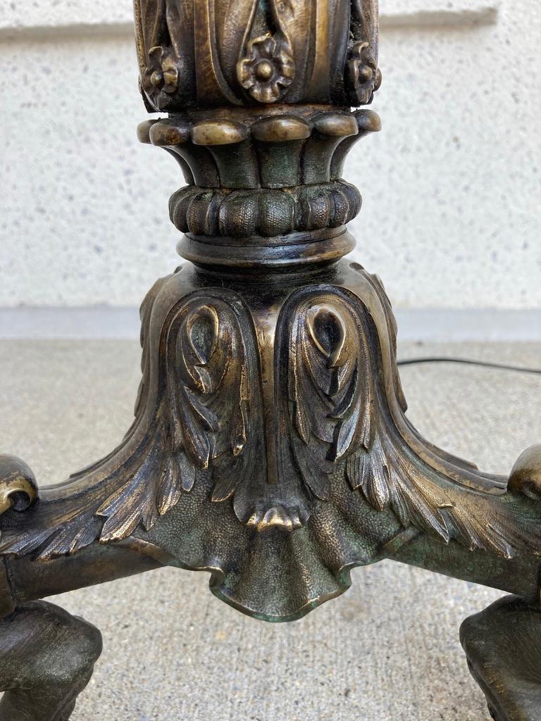 Italian Neoclassical Bronze Floor Lamp with Paw Feet For Sale 7