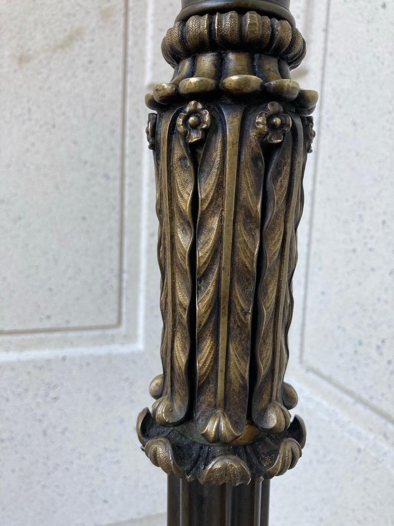 Italian Neoclassical Bronze Floor Lamp with Paw Feet For Sale 12
