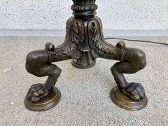 Italian Neoclassical Bronze Floor Lamp with Paw Feet