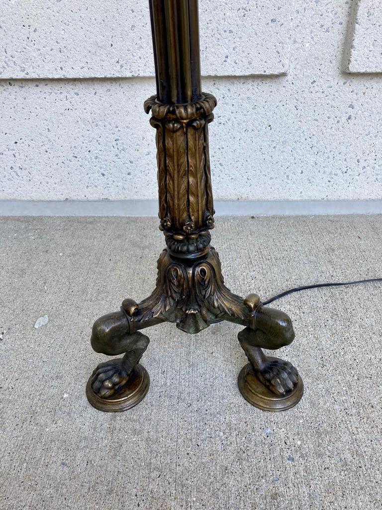 Grand Tour Italian Neoclassical Bronze Floor Lamp with Paw Feet For Sale