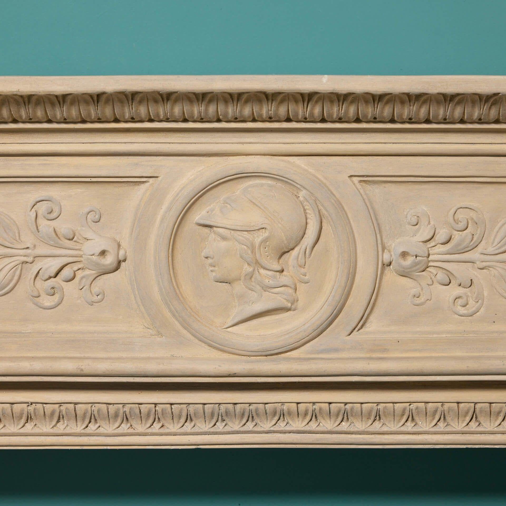 Italian Neoclassical Buff Terracotta Fire Mantel In Fair Condition For Sale In Wormelow, Herefordshire