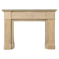 Vintage Italian Neoclassical Buff Terracotta Fire Mantel