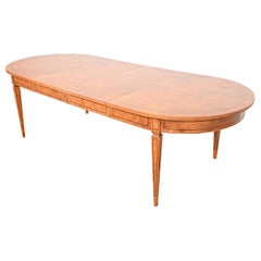 Italian Neoclassical Burl Wood Extension Dining Table, Newly Refinished