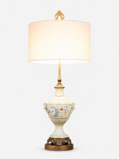 Italian Neoclassical Capodimonte Style Figural Porcelain Urn Lamp