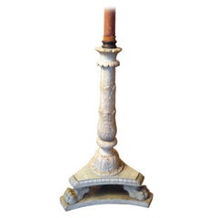 Antique Italian Neoclassical Carara Marble Floor Lamp