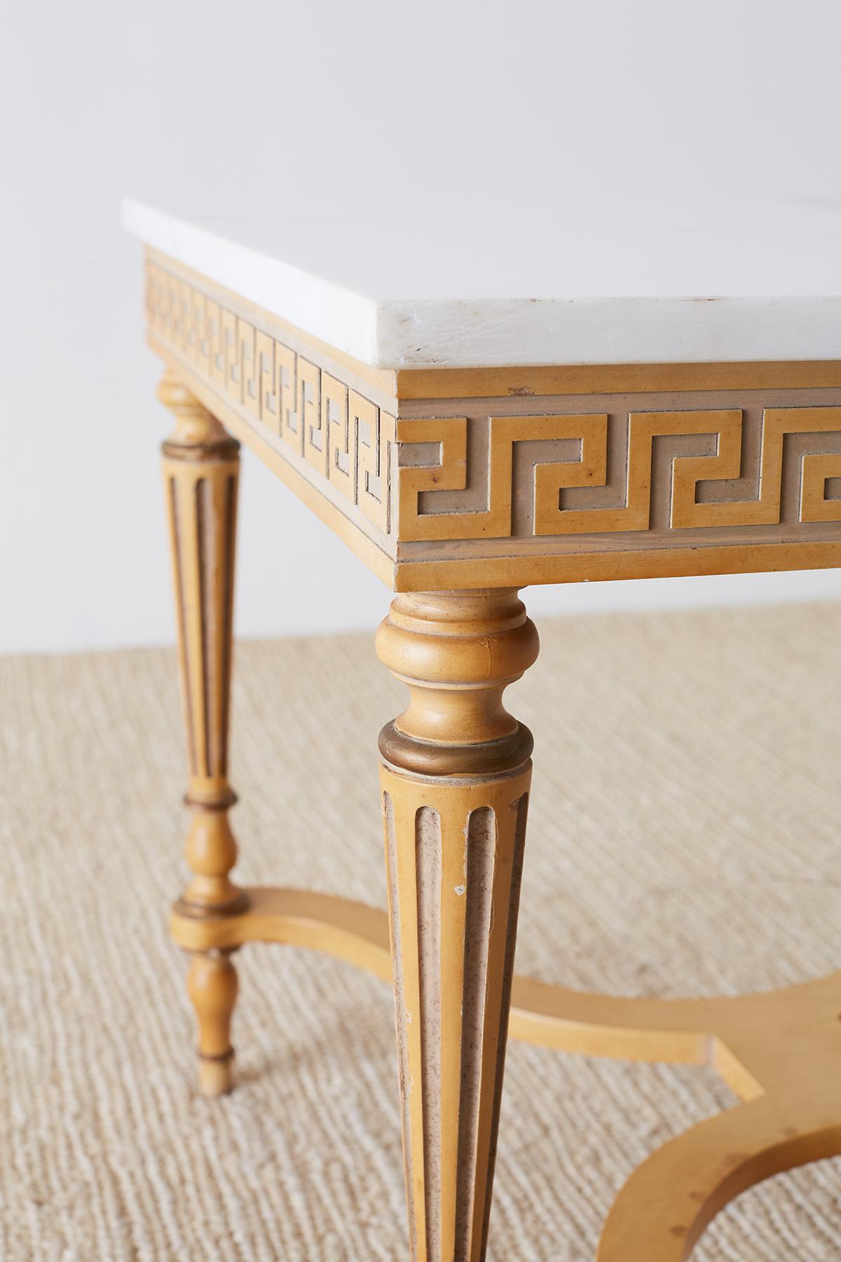 Hand-Crafted Italian Neoclassical Carrara Marble-Top Table