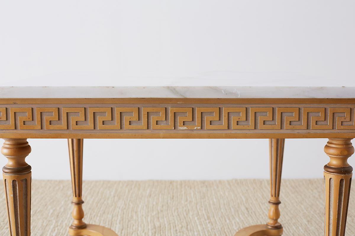 Wood Italian Neoclassical Carrara Marble-Top Table