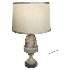 Italian Neoclassical Carved Alabaster & Marble Table Lamp, c. 1930s