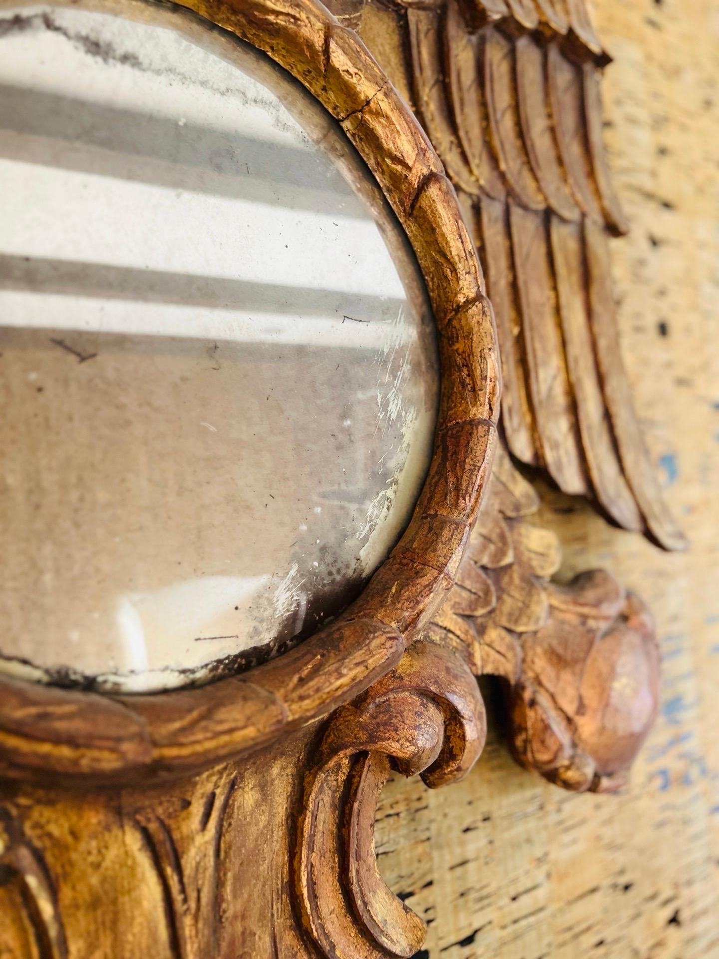 Italian Neoclassical Carved Giltwood Double Headed Eagle Mirror 7