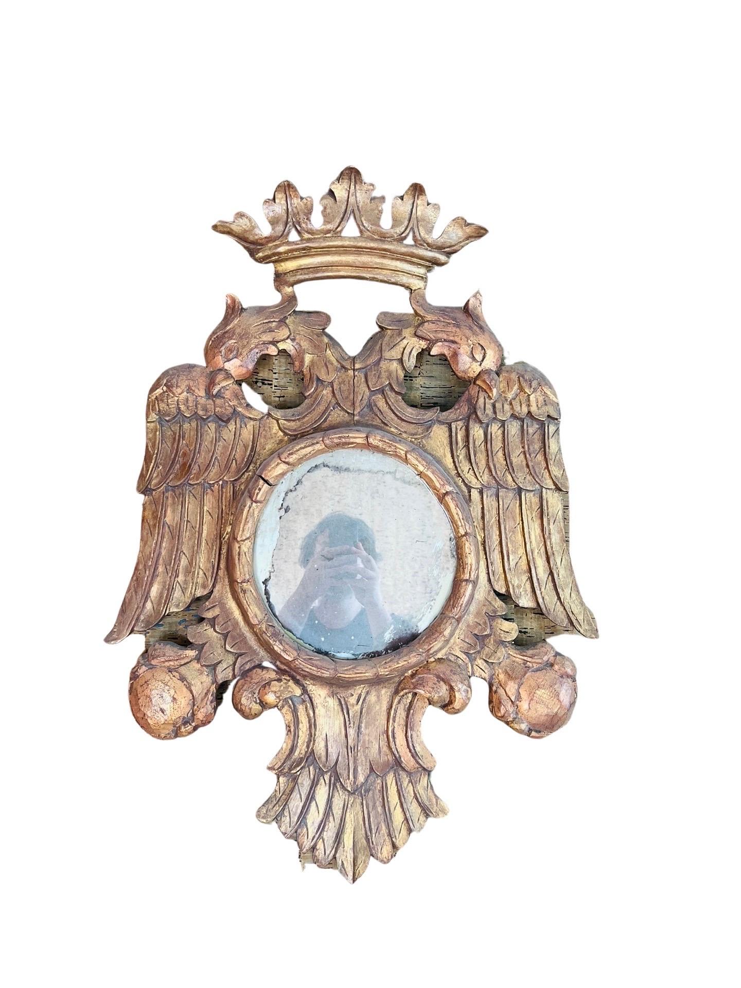 Italian Neoclassical Carved Giltwood Double Headed Eagle Mirror In Good Condition For Sale In Atlanta, GA