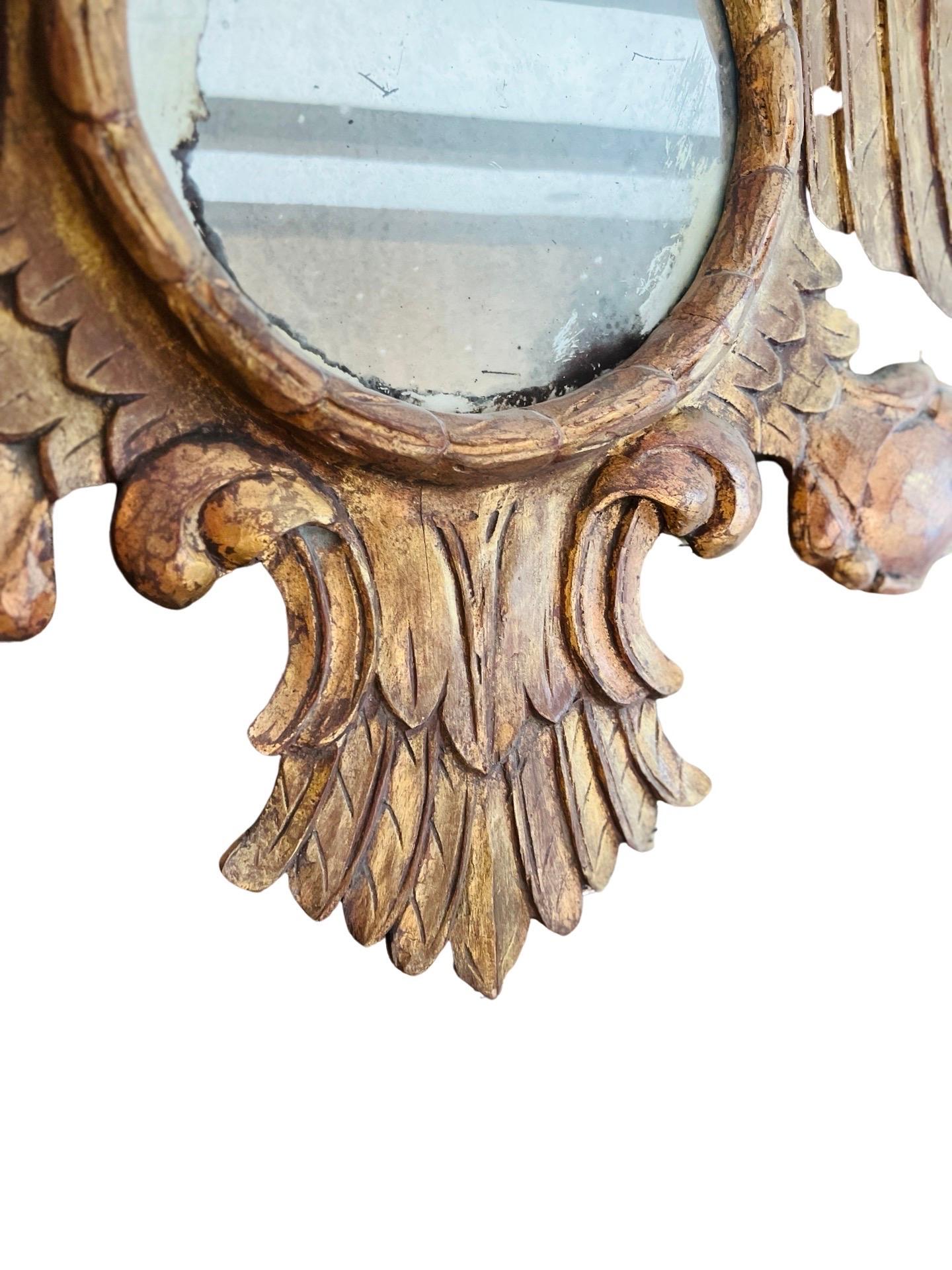 20th Century Italian Neoclassical Carved Giltwood Double Headed Eagle Mirror For Sale